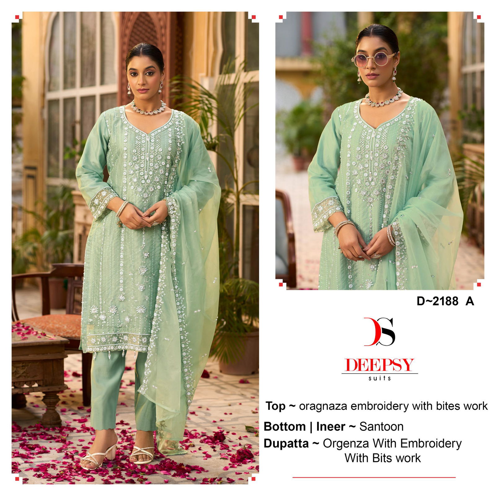 D 2188 A To D By Deepsy Organza Pakistani Suits Exporters In India